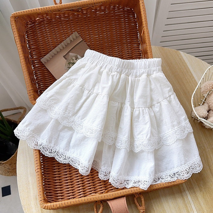 Sweet & Cute Autumn Girls' Skirt, Ages 2-9 | Color: White | Image 1