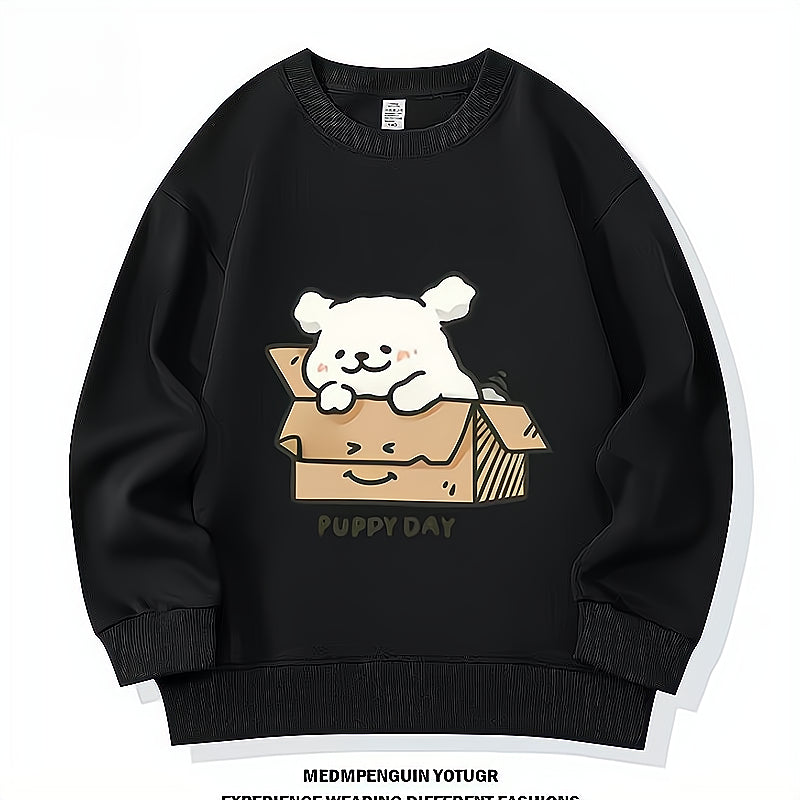 Modern Chic All-Season Casual Sporty Autumn Unisex Kids' Sweatshirt, Ages 2-14 | Color: Black | Image 1