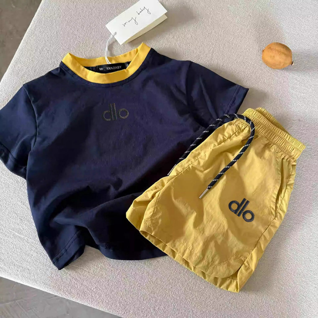 Modern Chic All-Season Casual Sporty Summer 2-Piece Unisex Kids' Pants Suit, Ages 2-9 | Color: Navy | Image 1