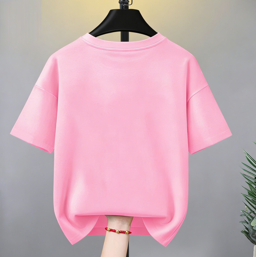 Minimalist Summer Unisex Kids' T-Shirt, Ages 3-14 | Color: Pink | Image 2