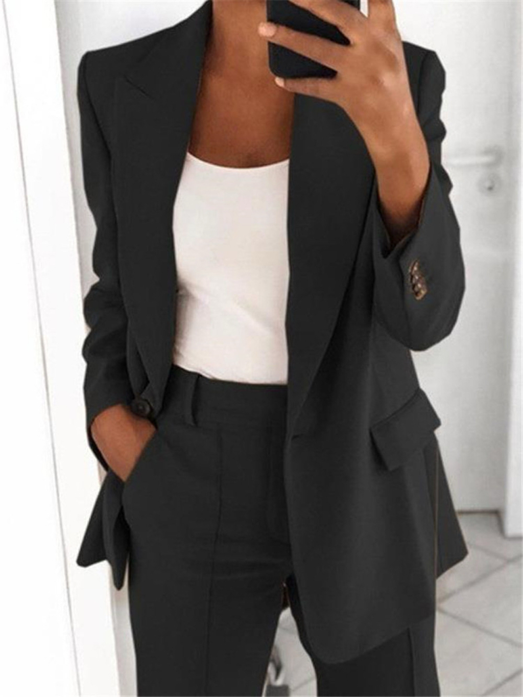 Business Casual Spring Blazer Set | Color: Black | Image 1