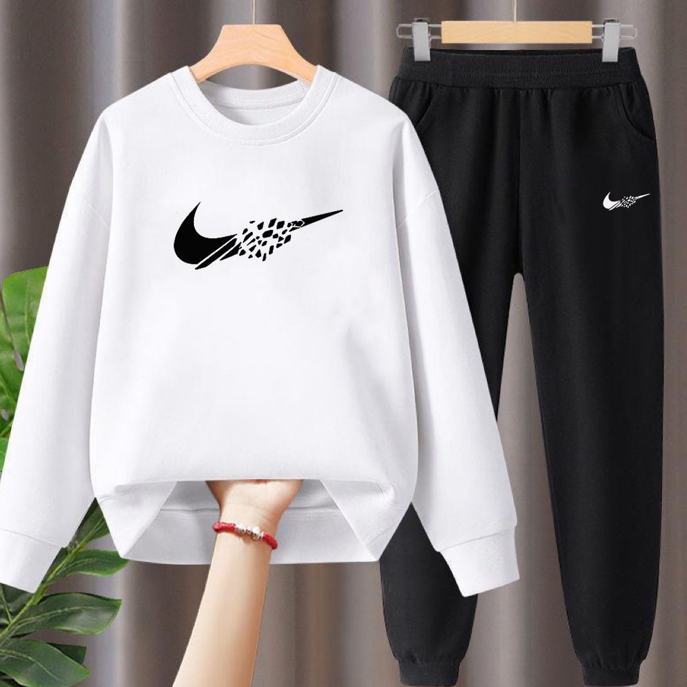 Modern Chic All-Season Casual Sporty Autumn 2-Piece Boys' Pants Suit, Ages 3-14 | Color: White | Image 1