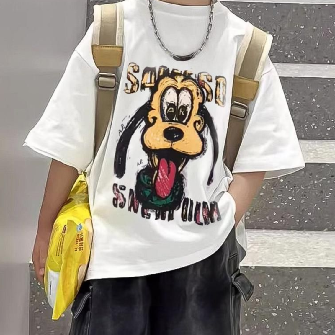 Modern Chic All-Season Minimalist Summer Boys' T-Shirt, Ages 4-13 | Color: White | Image 1