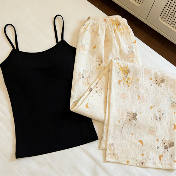 Sweet Feminine Summer 2 Pcs Women 's Sleeveless Sleep Set | Color: Style 1 | Image 3