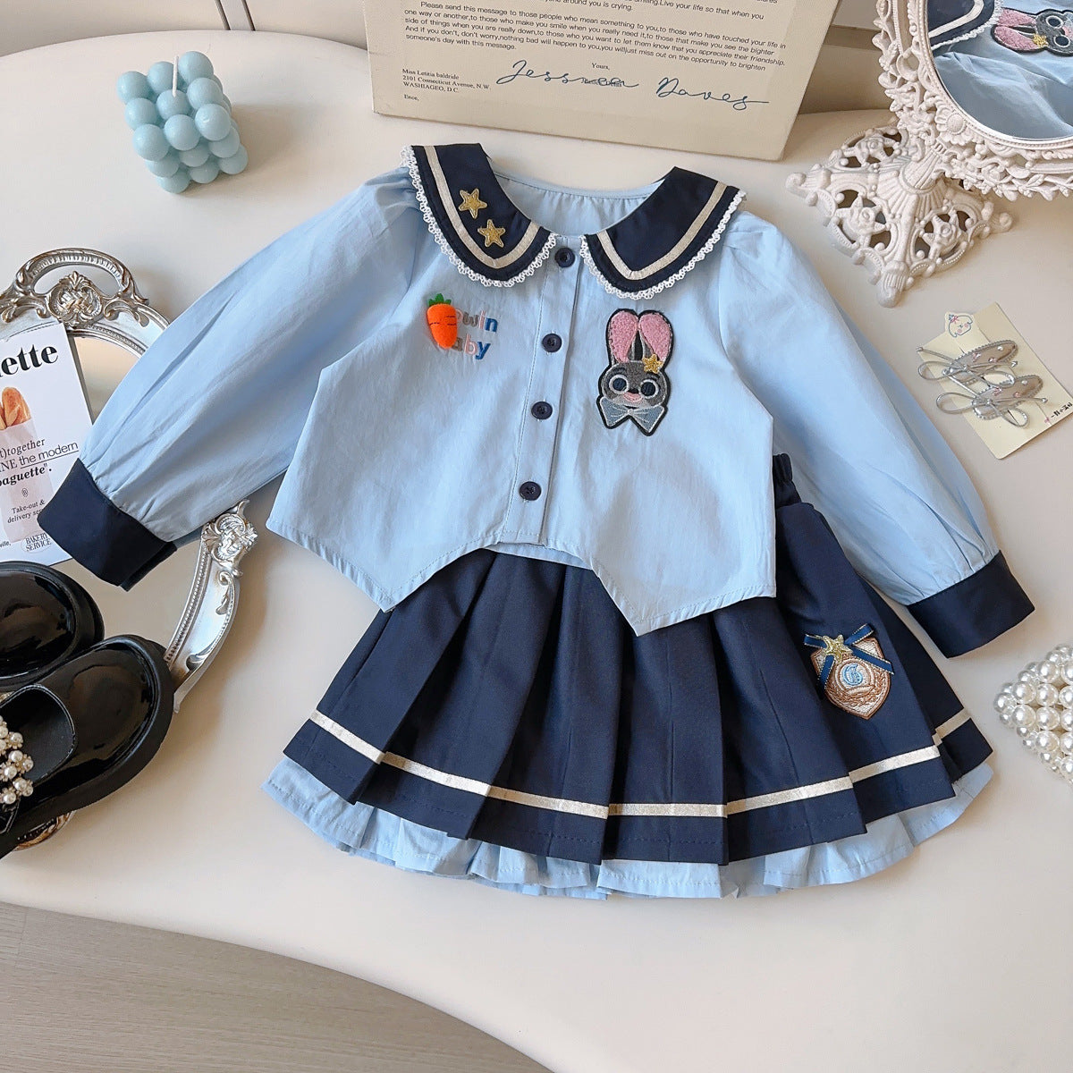 All-Season Sweet & Cute Spring 2-Piece Girls' Dress Suit, Ages 2-7 | Color: Blue | Image 1