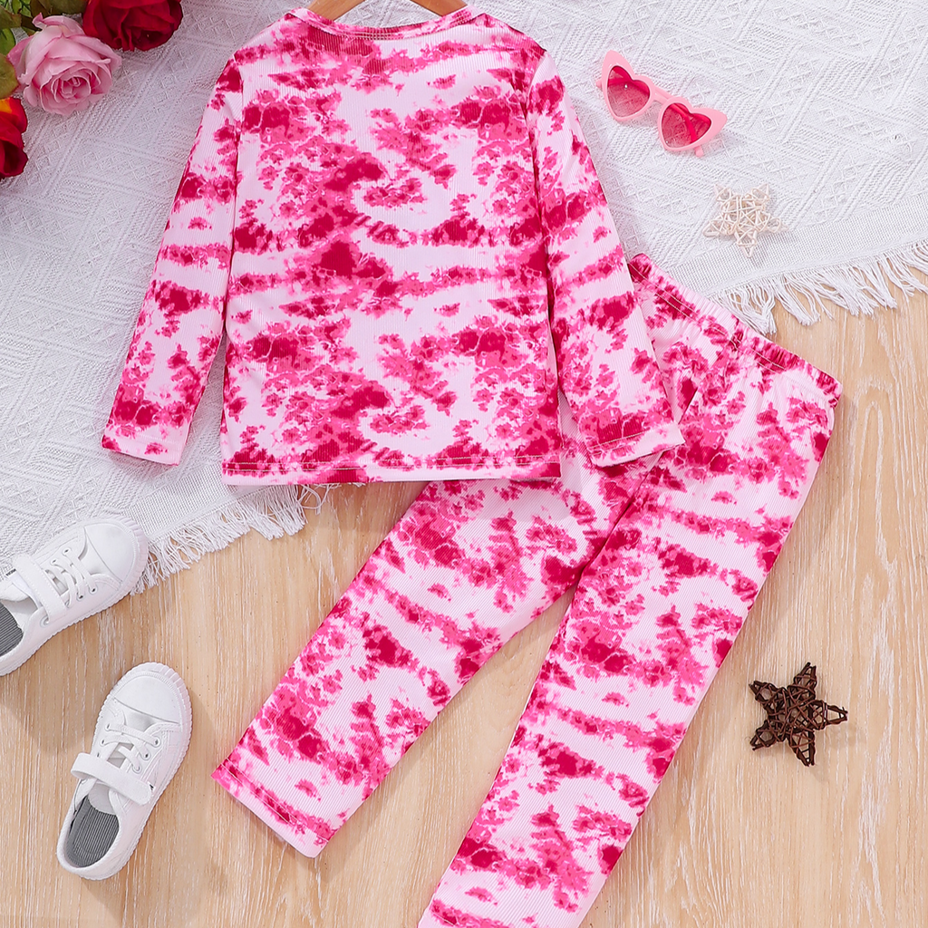 Sweet & Cute Autumn 2-Piece Girls' Pants Suit, Ages 2-7 | Color: Rose | Image 3
