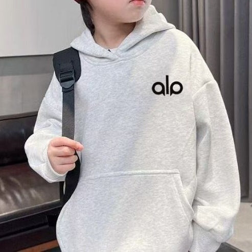 Modern Chic All-Season Minimalist Autumn Boys' Hoodie, Ages 4-14 | Color: Grey | Image 1