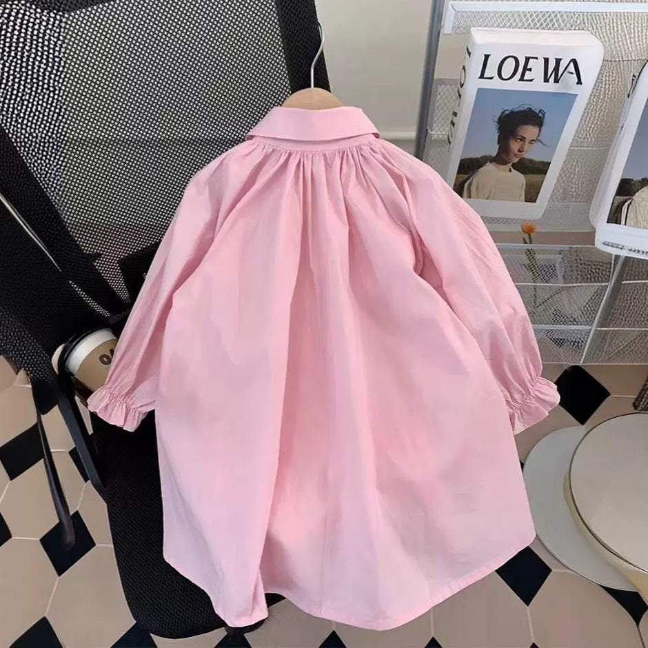 Sweet & Cute Autumn Girls' Shirt Dress, Ages 2-9 | Color: Pink | Image 3