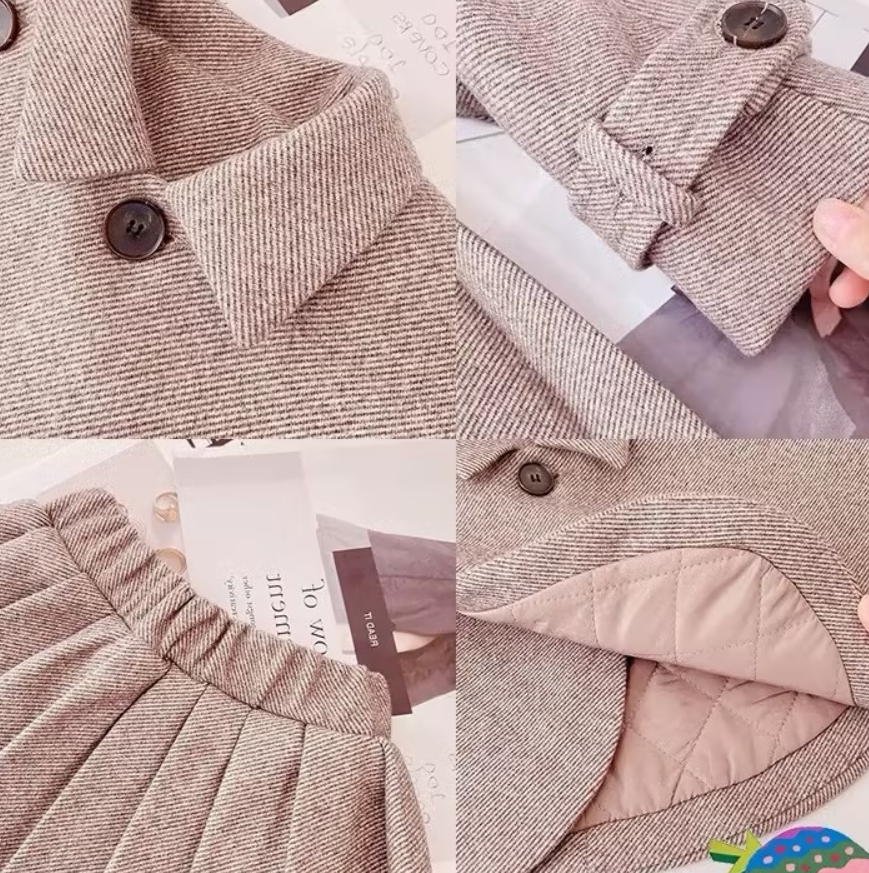 Elegant Winter 2-Piece Girls' Dress Suit, Ages 2-7 | Color: Grey | Image 2