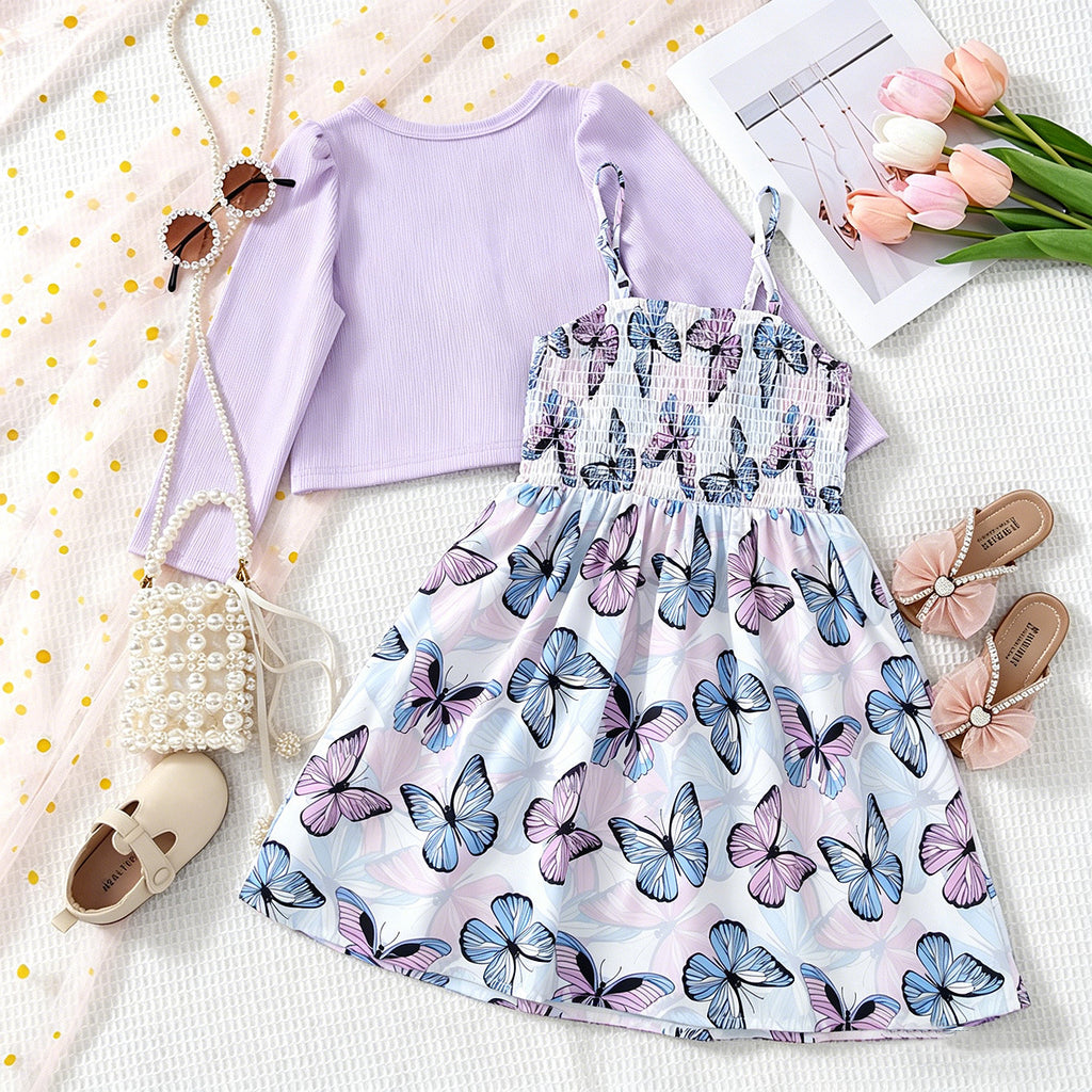 Sweet & Cute Autumn 2-Piece Girls' Dress Suit, Ages 2-11 | Color: Purple | Image 3