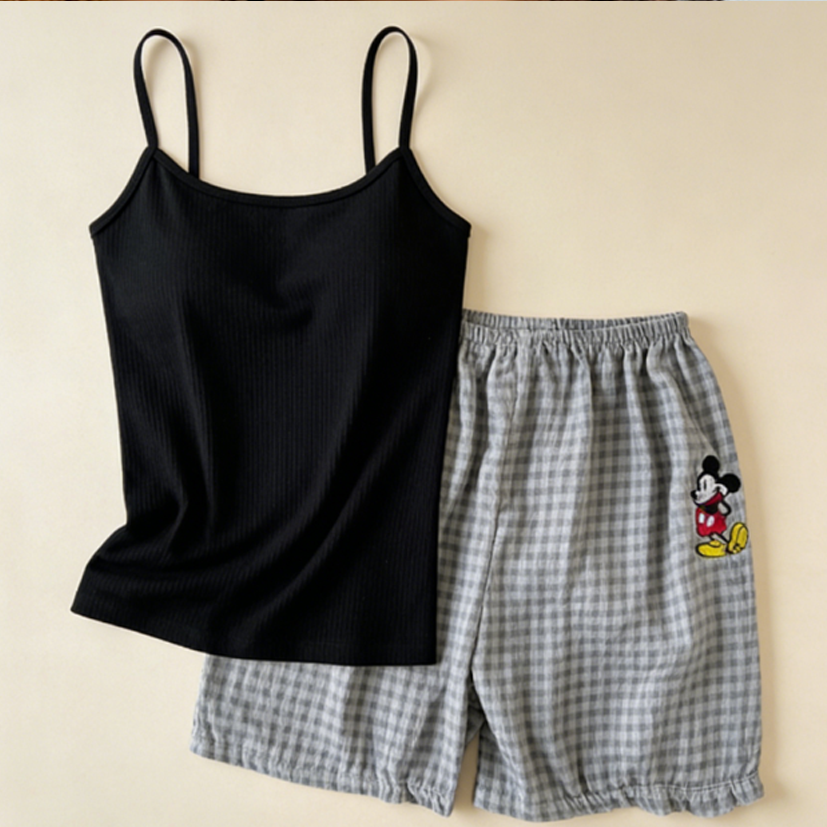 Sweet Feminine Summer 2 Pcs Women 's Sleeveless Sleep Set | Color: Style 1 | Image 2