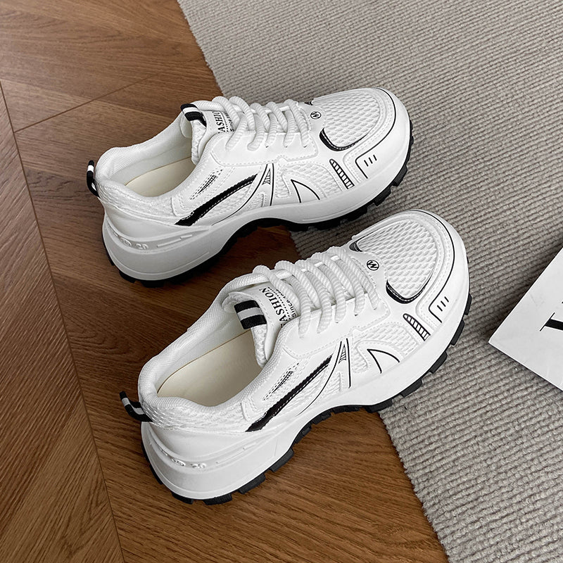 Modern Chic All-Season PU/Artificial Leather/Microfiber Leather, Net Women's Fashion Sneaker | Color: Black | Image 3