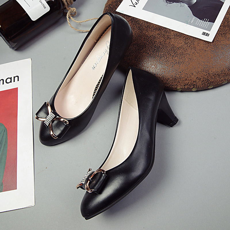 Modern Chic All-Season PU/Artificial Leather/Microfiber Leather Women's High Heels | Color: Black | Image 2