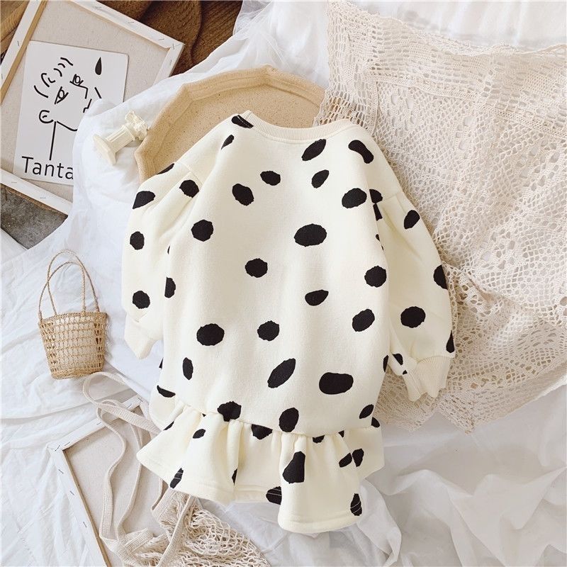 All-Season Sweet & Cute Spring Girls' Hoodie Dress, Ages 2-9 | Color: Black&White | Image 3