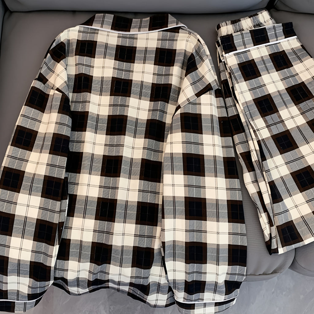 Sweet Feminine Spring 2 Pcs Women 's Long Sleeve Sleep Set | Color: Black | Image 2