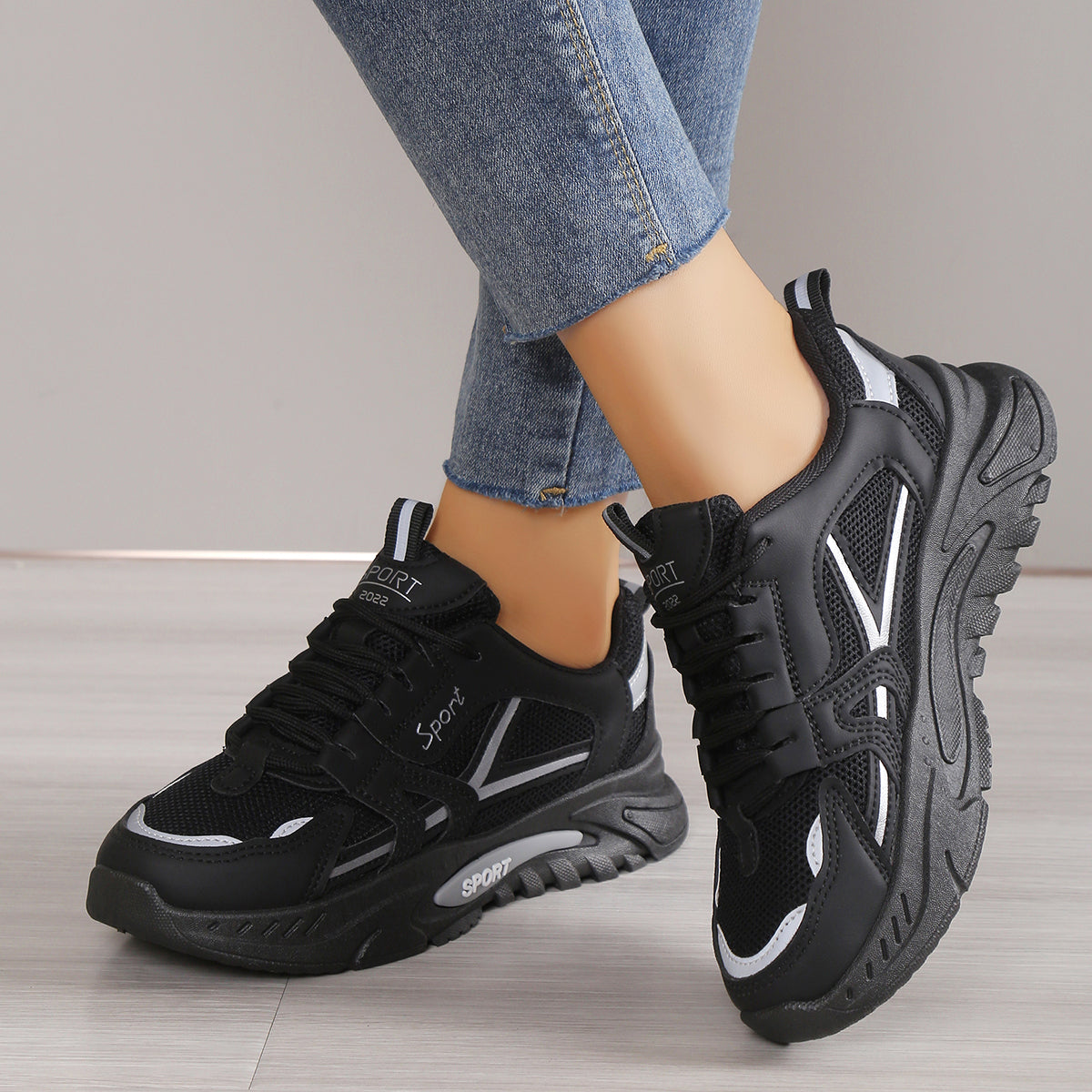 Modern Chic All-Season PU/Artificial Leather/Microfiber Leather Women's Fashion Sneaker | Color: Black | Image 1