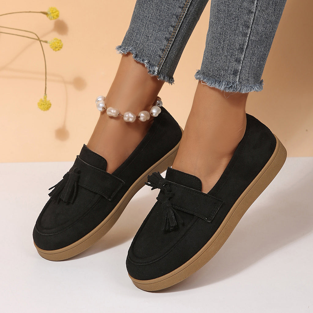 Modern Chic All-Season PU/Artificial Leather/Microfiber Leather Women's Flat Shoes | Color: Black | Image 1