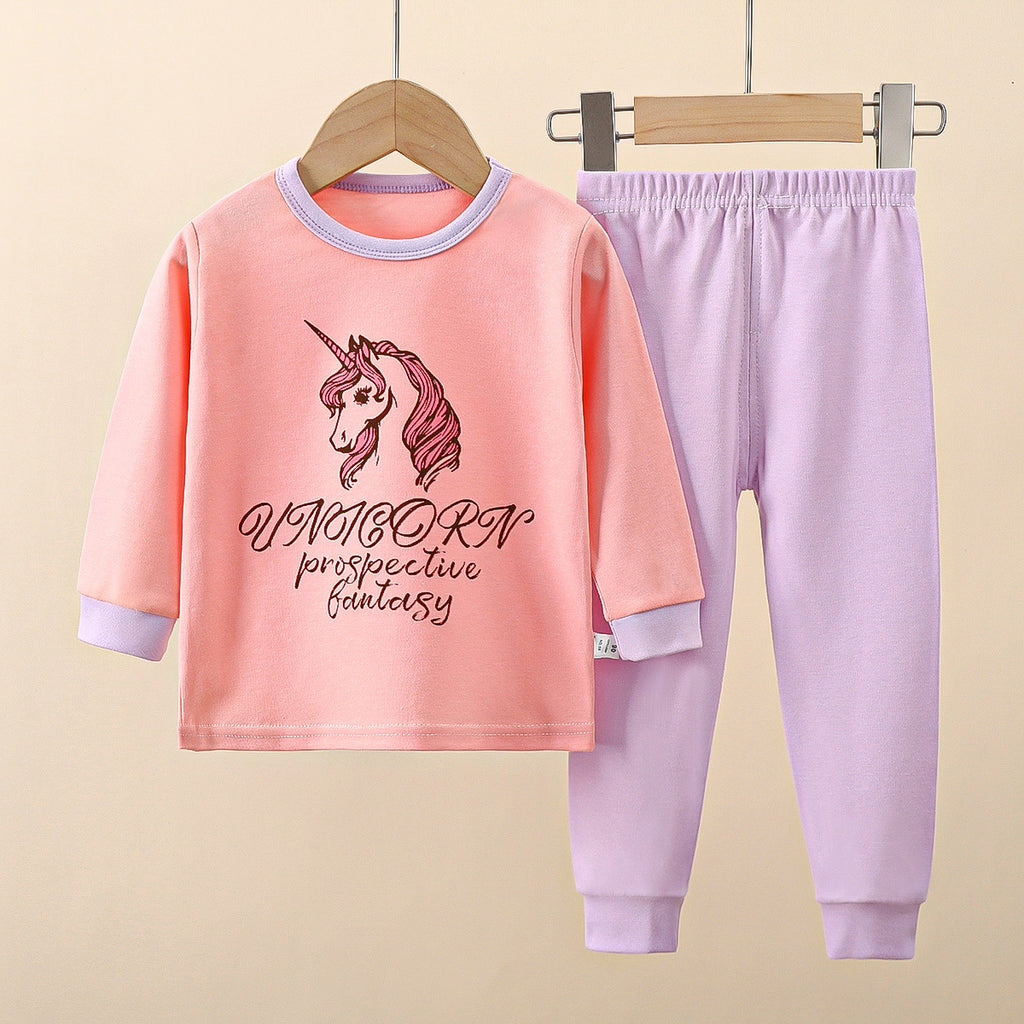 Minimalist Autumn 2-Piece Girls' Pajama Set, Ages 2-9 | Color: Style 1 | Image 1