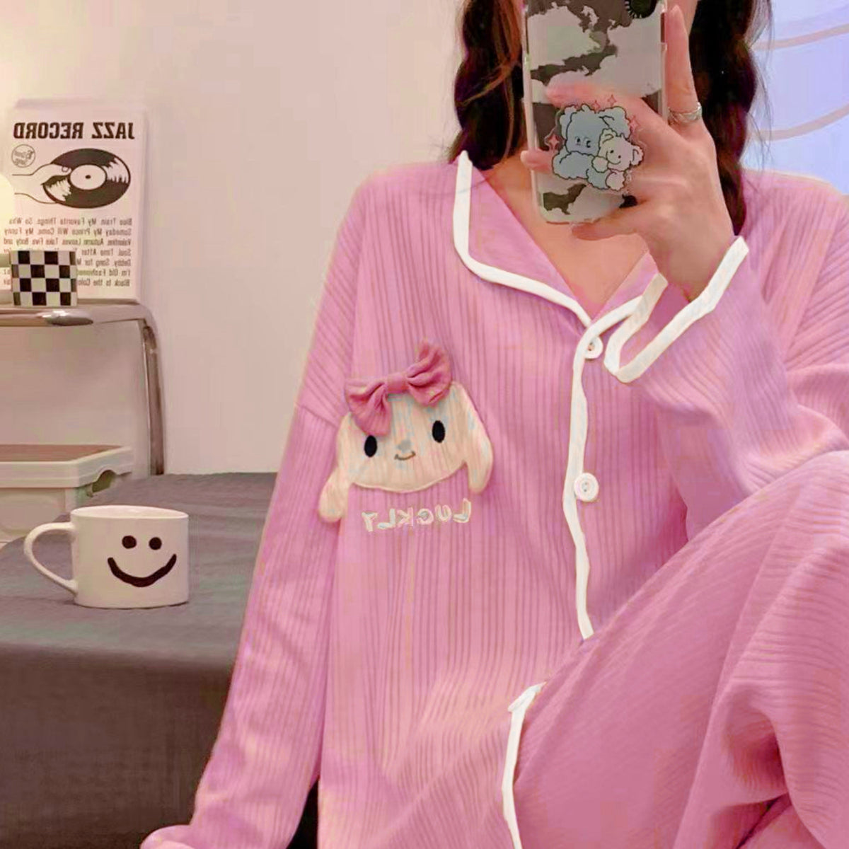 Modern Chic Sweet Feminine All-Season 2 Pcs Women 's Long Sleeve Sleep Set | Color: Style 2 | Image 3