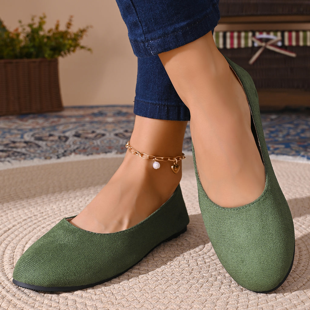 Modern Chic All-Season Cloth / Textile Women's Flat Shoes | Color: Green | Image 1