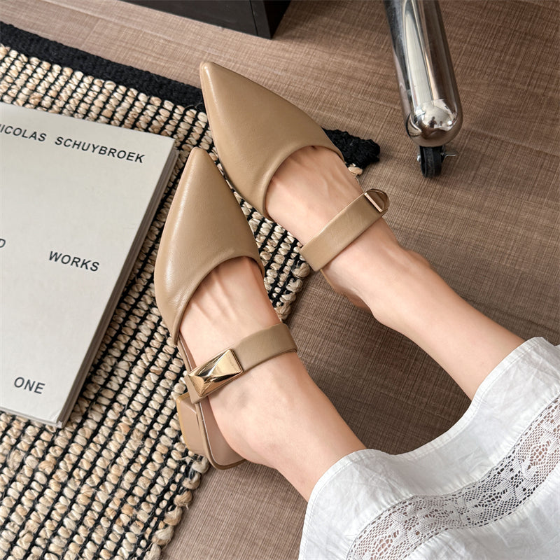 Modern Chic All-Season PU/Artificial Leather/Microfiber Leather Women's High Heel Slippers | Color: Apricot | Image 3