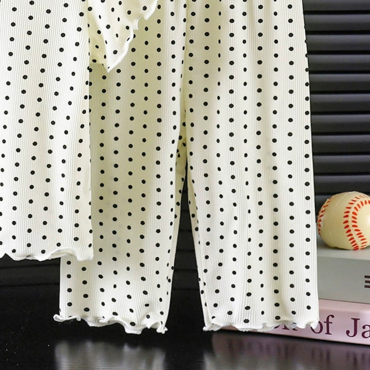 Minimalist Summer 2-Piece Girls' Pajama Set, Ages 2-9 | Color: Apricot | Image 3
