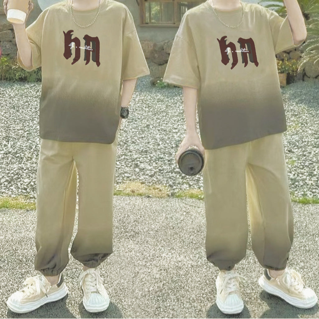 Casual Sporty Summer 2-Piece Boys' Pants Suit, Ages 4-14 | Color: Khaki | Image 2