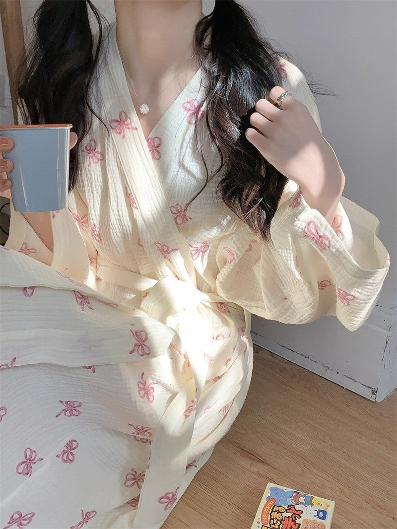 Elegant All-Season Women 's Long Sleeve Sleep Robe | Color: Style 1 | Image 3