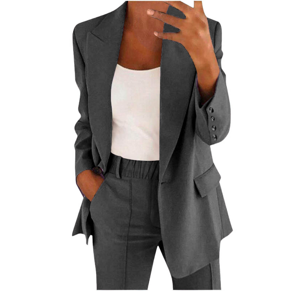 Business Casual Spring Blazer Set | Color: Dark Grey | Image 1