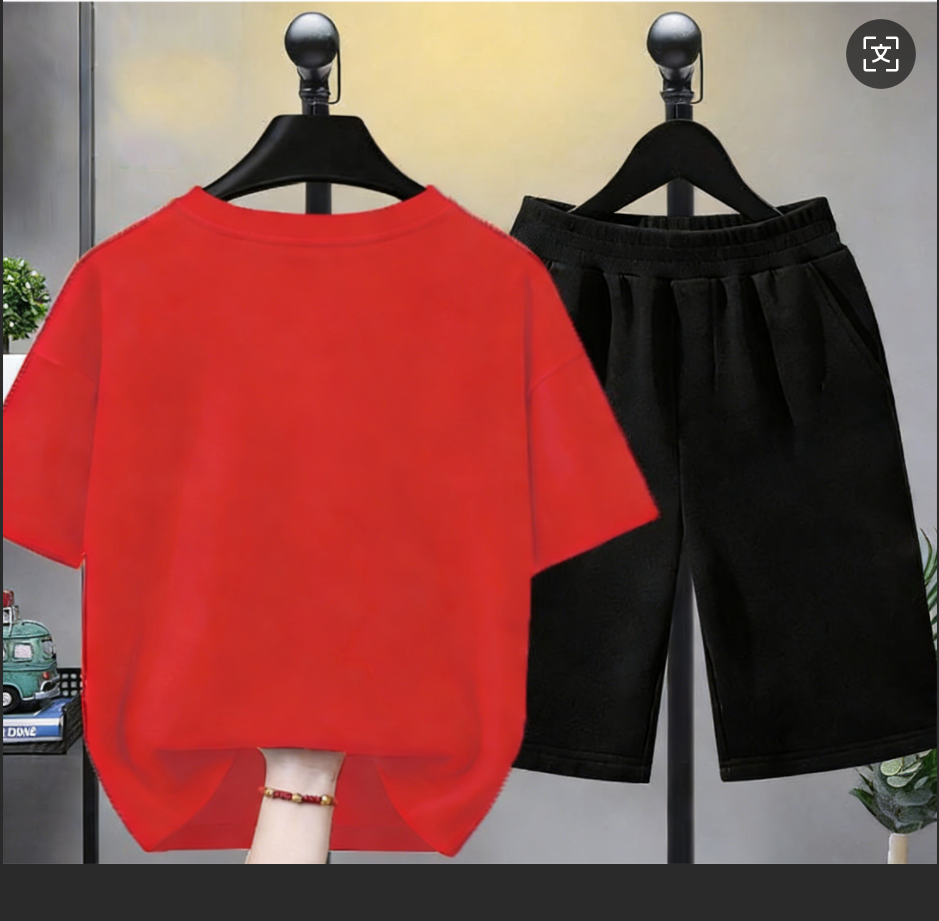 Modern Chic All-Season Minimalist Summer 2-Piece Boys' Pants Suit, Ages 4-14 | Color: Red | Image 3