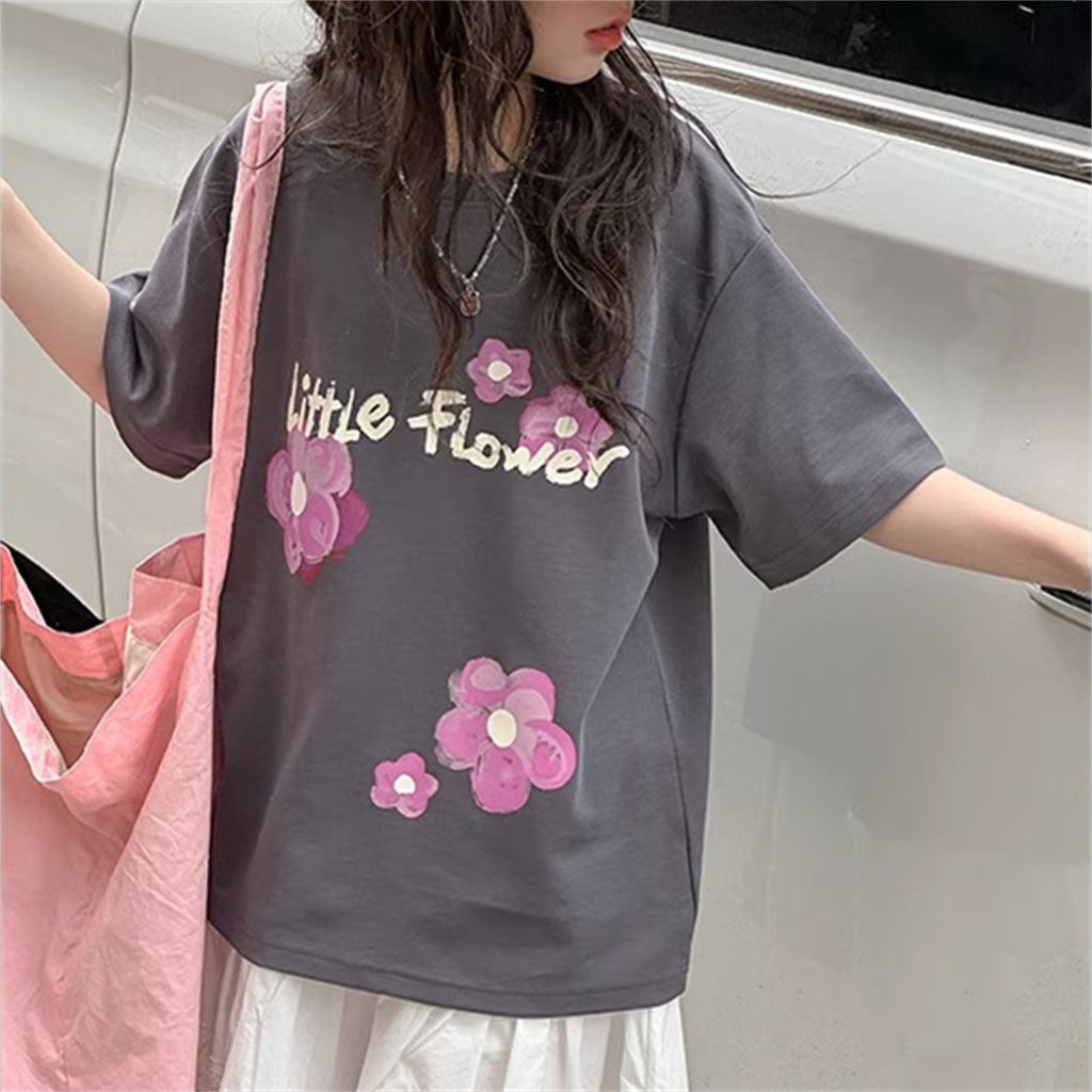 Casual Sporty Summer Girls' T-Shirt, Ages 2-14 | Color: Grey | Image 3
