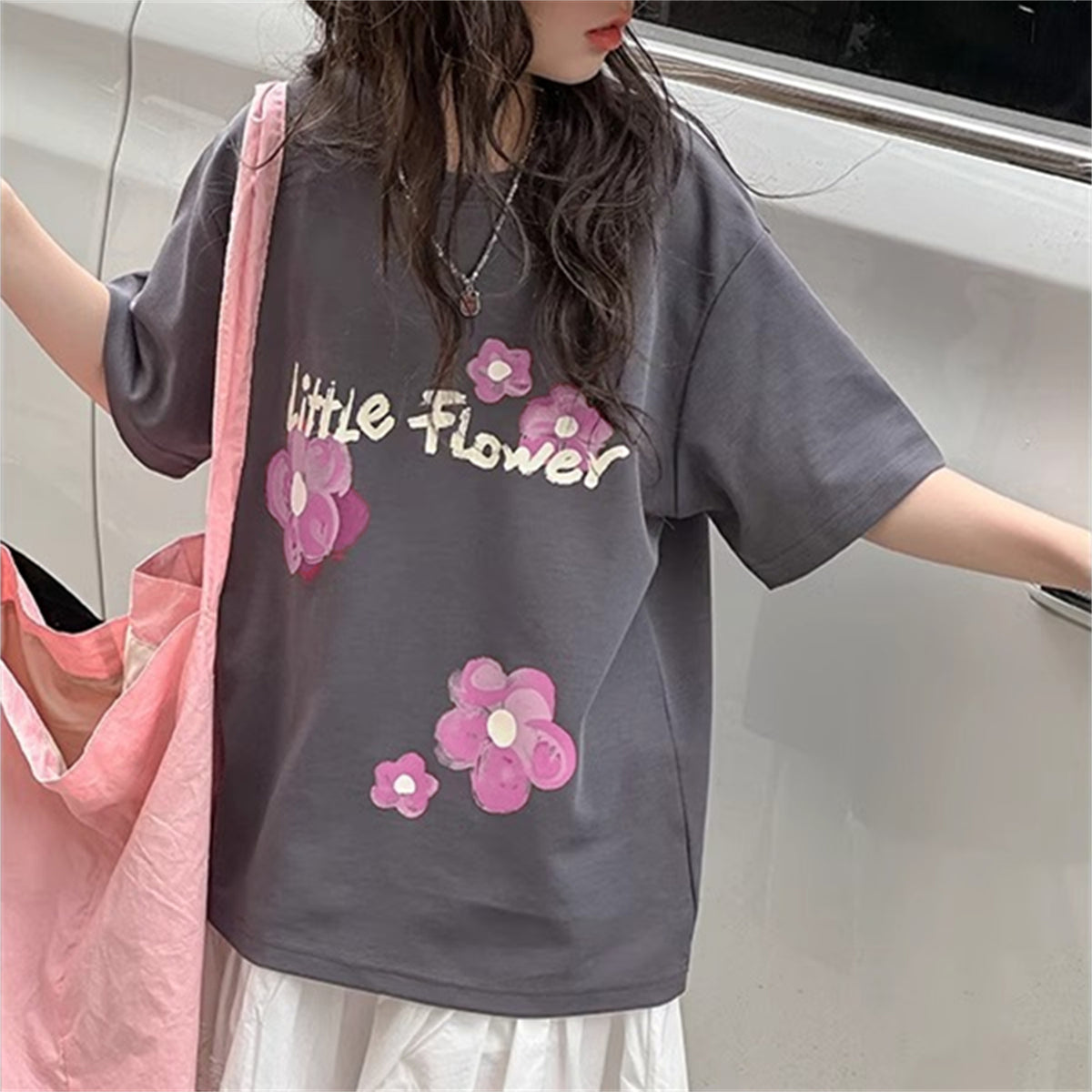 Casual Sporty Summer Girls' T-Shirt, Ages 2-14 | Color: Grey | Image 3