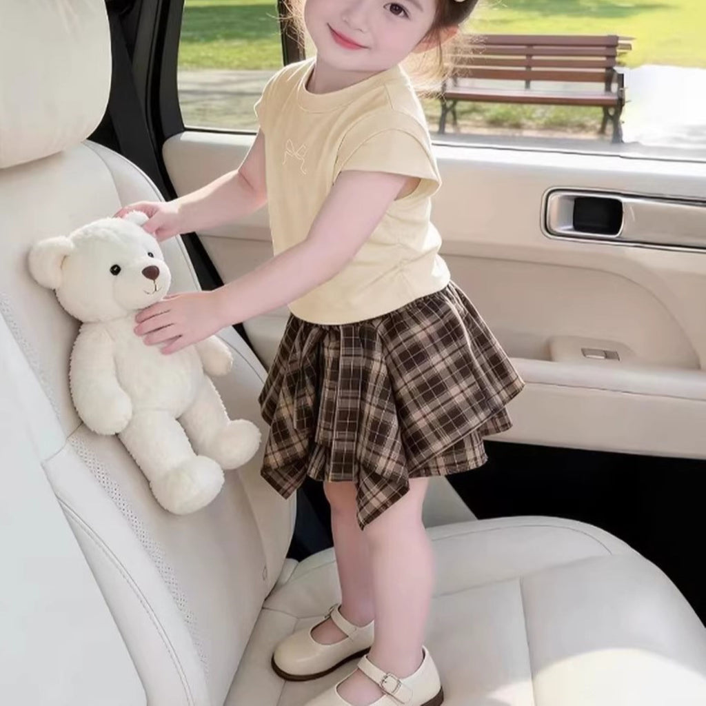 Sweet & Cute Summer 2-Piece Girls' Dress Suit, Ages 2-7 | Color: Apricot | Image 3