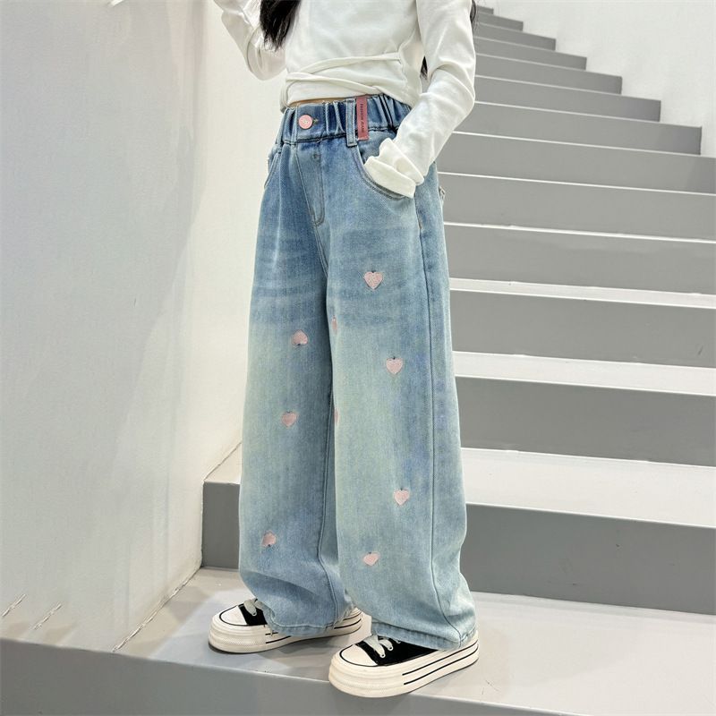Trendy Autumn Girls' Jeans, Ages 2-9 | Color: Blue | Image 1