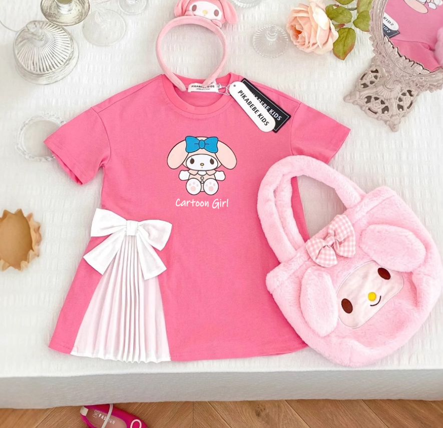 All-Season Sweet & Cute Summer Girls' Tee Dress, Ages 2-9 | Color: Rose | Image 3