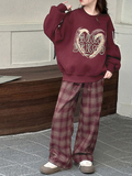 Casual Sporty Spring Girls' Pants Suit, Ages 4-14 | Color: Red | Image 1