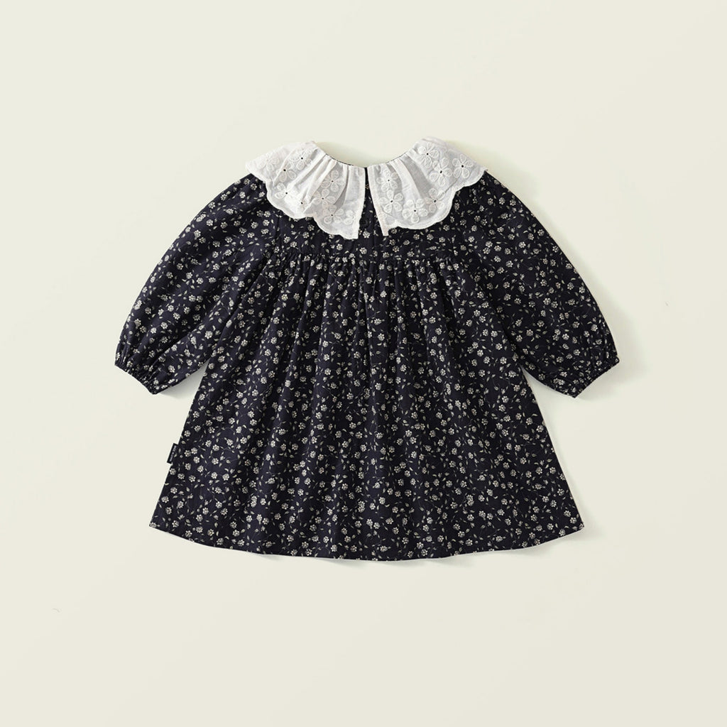 Minimalist Autumn Girls' A-Line Dress, Ages 2-9 | Color: Flower | Image 3