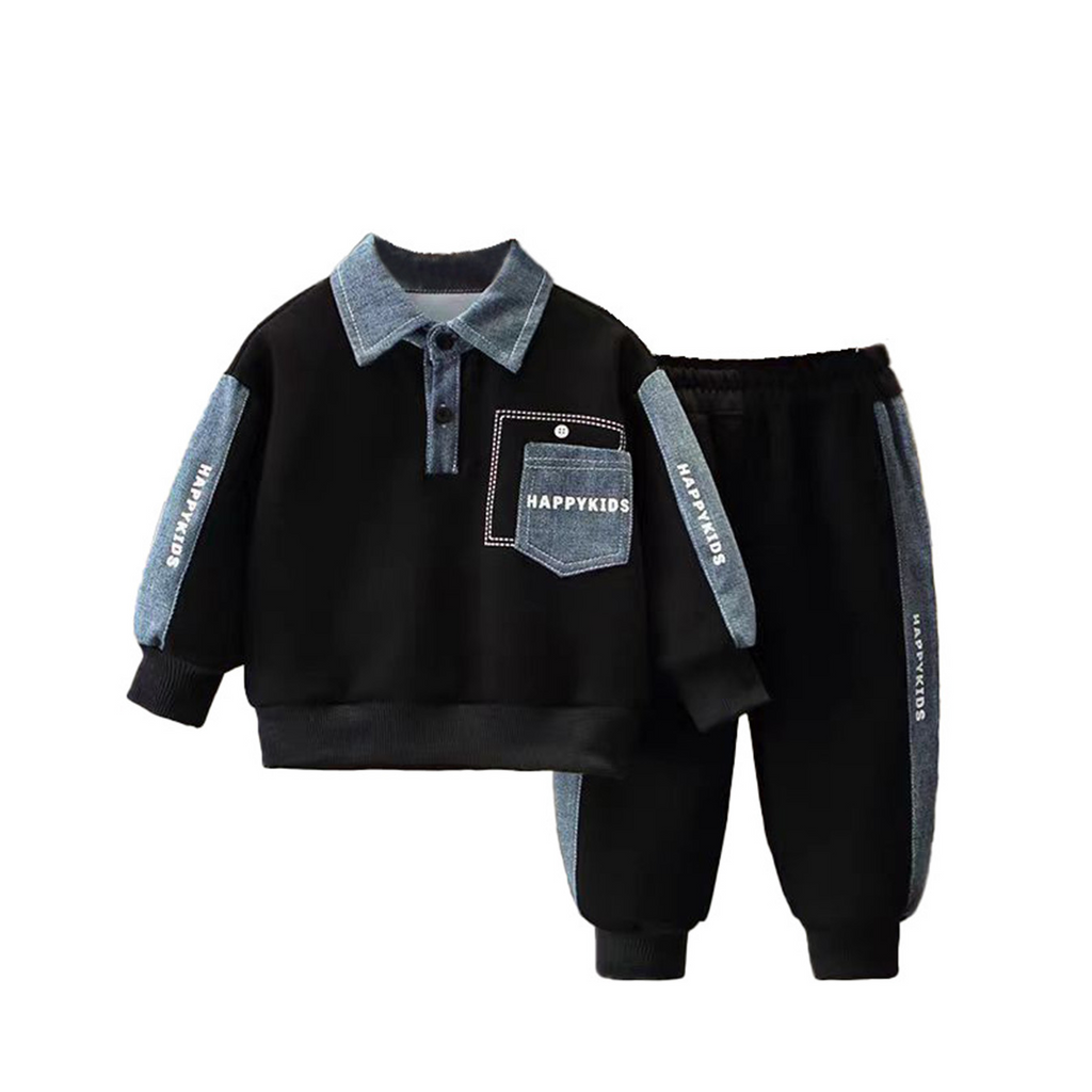 Modern Chic All-Season Trendy Autumn 2-Piece Boys' Pants Suit, Ages 2-13 | Color: Black | Image 3