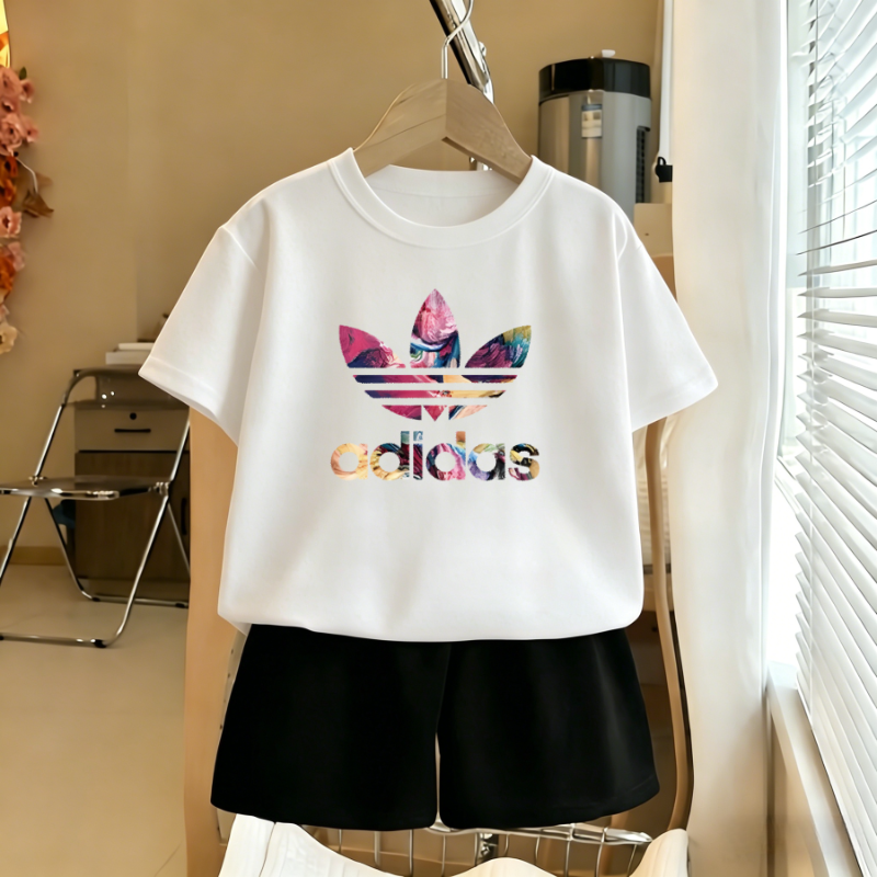 Modern Chic All-Season Casual Sporty Summer 2-Piece Unisex Kids' Pants Suit, Ages 2-9 | Color: White | Image 1