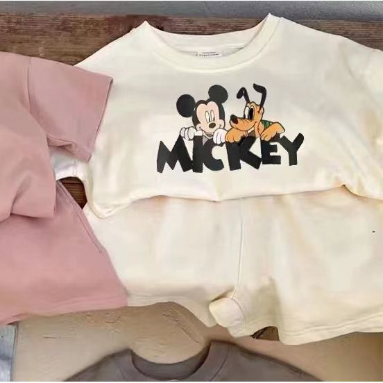 Modern Chic All-Season Minimalist Summer 2-Piece Unisex Kids' Pants Suit, Ages 2-9 | Color: Apricot | Image 3