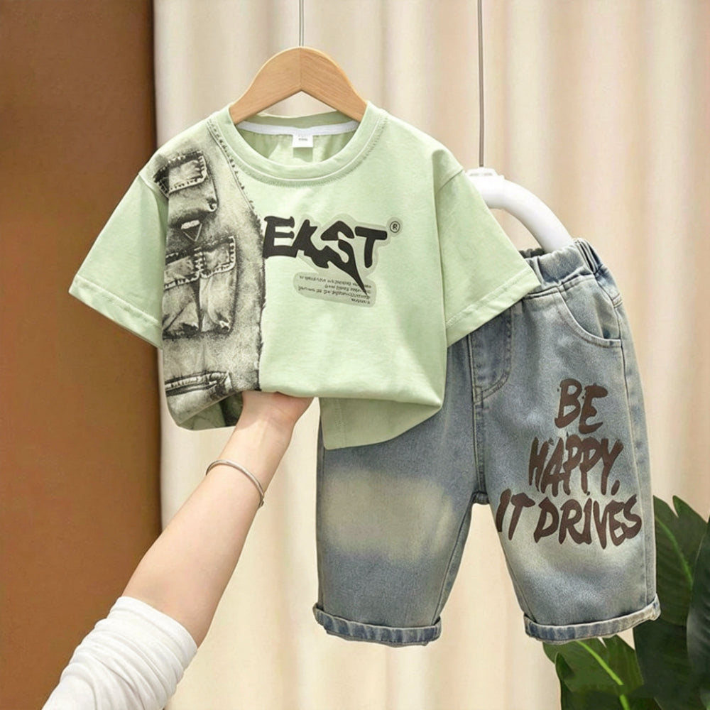 Casual Sporty Summer 2-Piece Boys' Pants Suit, Ages 2-9 | Color: Green | Image 1