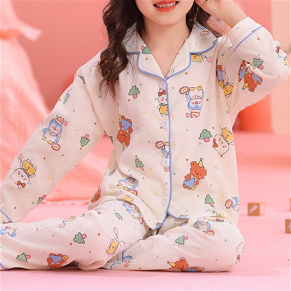 Modern Chic All-Season Casual Sporty Autumn 2-Piece Unisex Kids' Pajama Set, Ages 2-13 | Color: Style 2 | Image 1