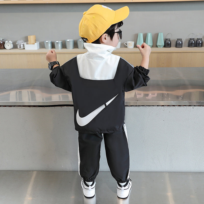 Modern Chic All-Season Casual Sporty Autumn 2-Piece Boys' Pants Suit, Ages 3-11 | Color: Black | Image 2