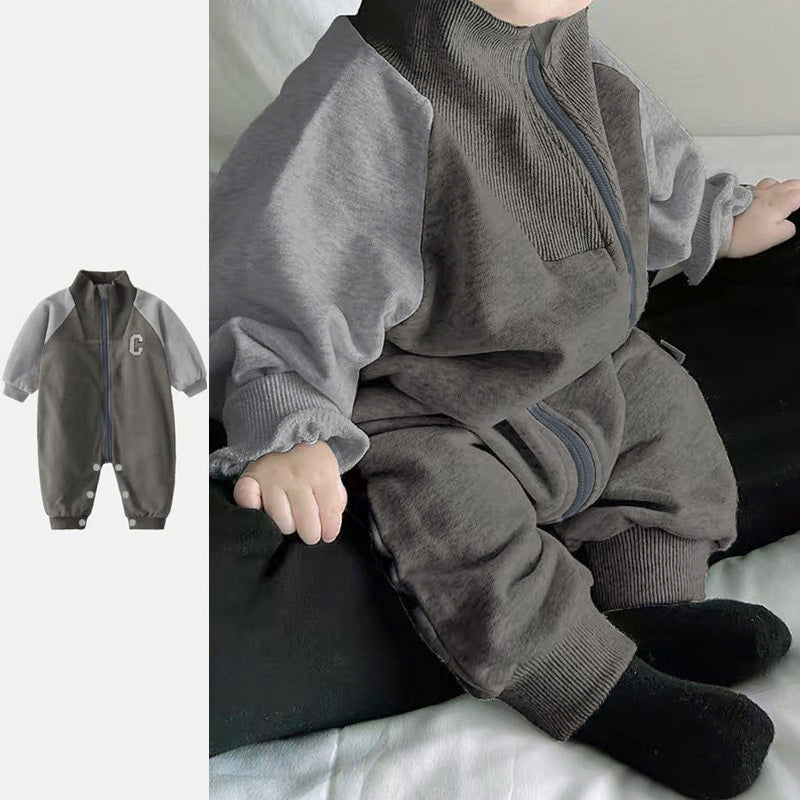 Casual Sporty Autumn Baby Boys' Jumpsuit, Ages 1-24 Months | Color: Dark Grey | Image 1