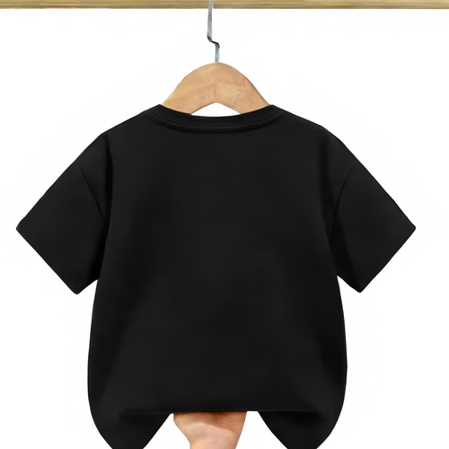 Casual Sporty Summer Unisex Kids' T-Shirt, Ages 3-13 | Color: Black | Image 2