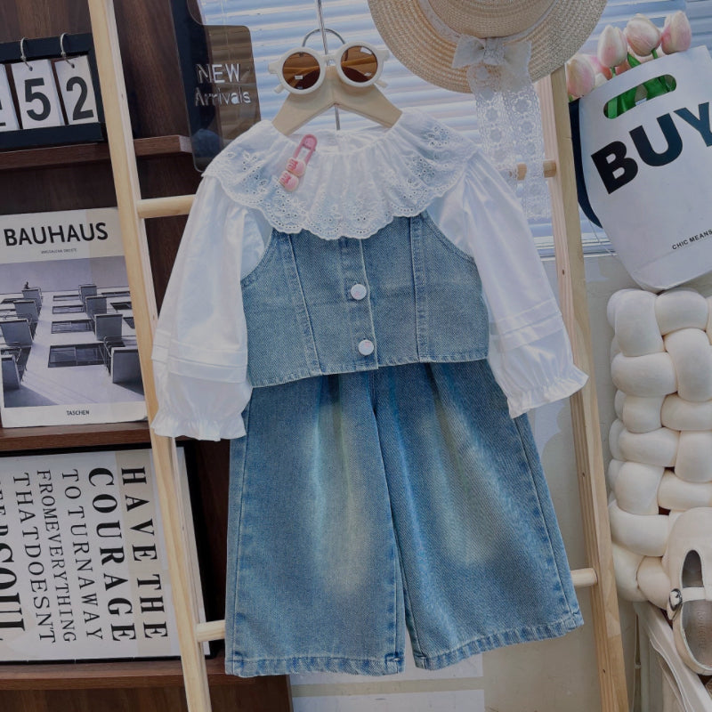 Trendy Spring 3-Piece Girls' Pants Suit, Ages 2-5 | Color: As the Picture | Image 1