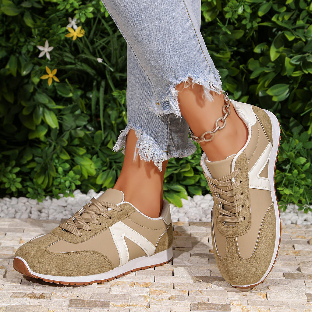 Modern Chic All-Season PU/Artificial Leather/Microfiber Leather Women's Fashion Sneaker | Color: Khaki | Image 1