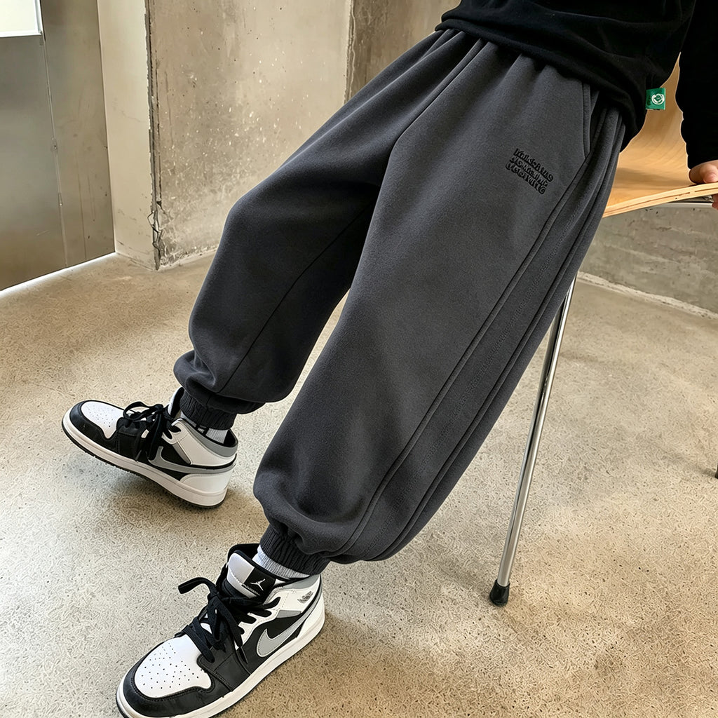 Minimalist Autumn Unisex Kids' Casual Pants, Ages 2-7 | Color: Dark Grey | Image 1