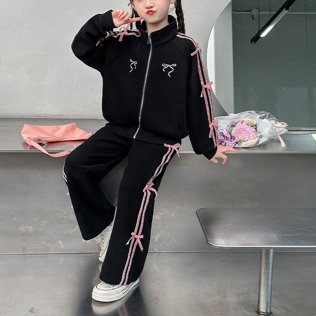 Sweet & Cute Autumn 2-Piece Girls' Pants Suit, Ages 4-14 | Color: Black | Image 1