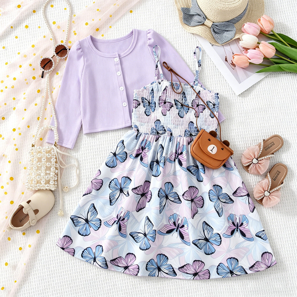 Sweet & Cute Autumn 2-Piece Girls' Dress Suit, Ages 2-11 | Color: Purple | Image 1